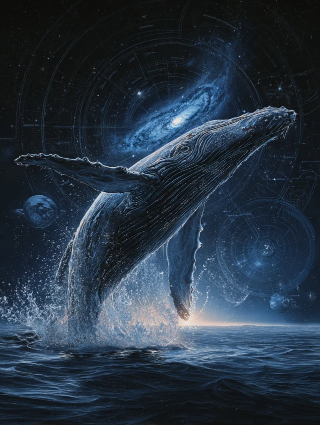 Whale in Space Blue Whale Universe Illustration