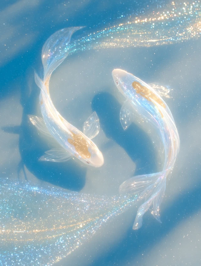 Dreamy Koi Fish Swimming in Glowing Dust