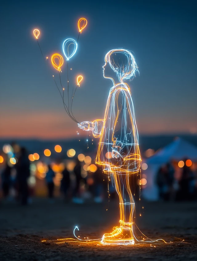 Carnival Sunset Neon Child Art