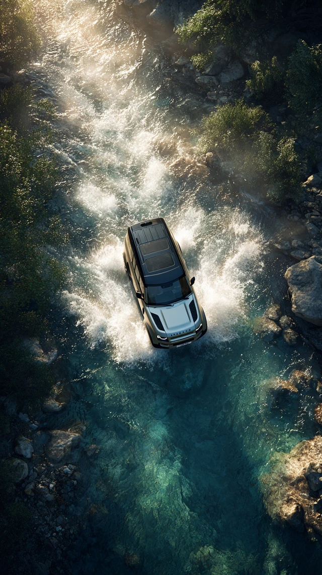 Offroad SUV Crossing River Photography