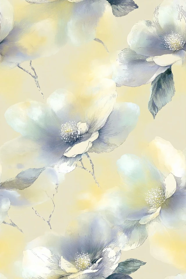 Elegant Dogwood Flower Seamless Pattern Art Nouveau