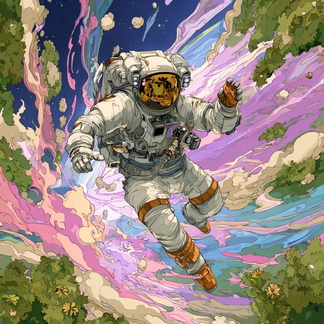 Astronaut in Space Fantasy Vector Art