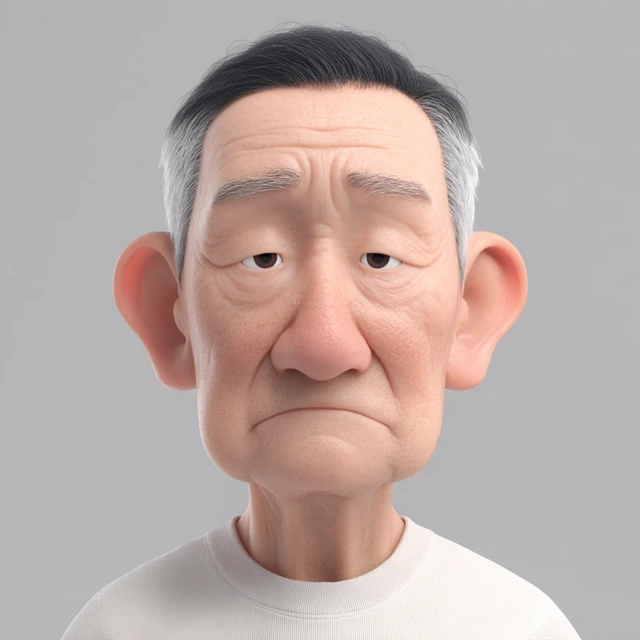 Anime Elderly Man 3D Game Character Portrait