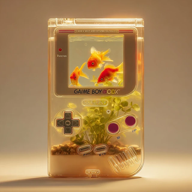 Game Boy Aquarium with Golden Fish Product Photo
