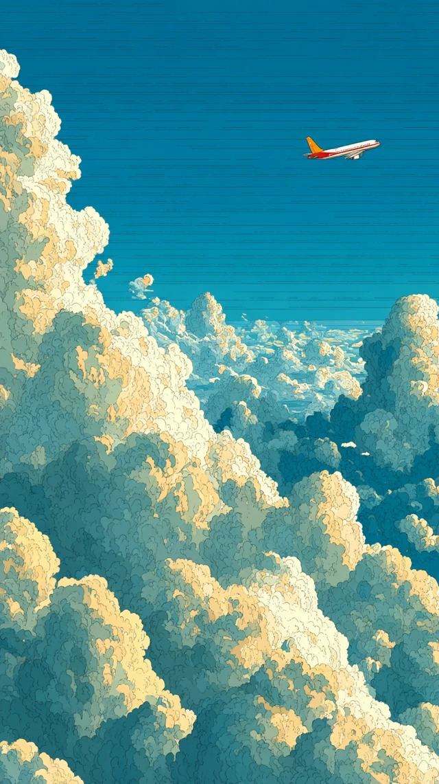 Cartoon Plane Wallpaper Sky Clouds