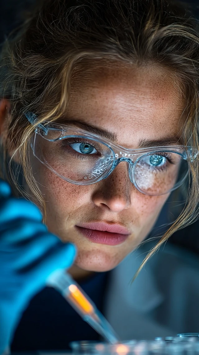 Female Scientist in Lab Experimenting Closeup