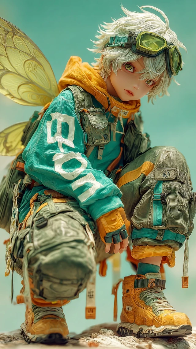 Cyberpunk Anime Character With Wind Element