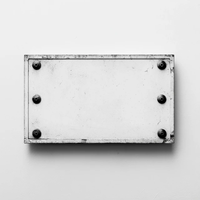 Weathered White Sign with Screws - Studio Photography