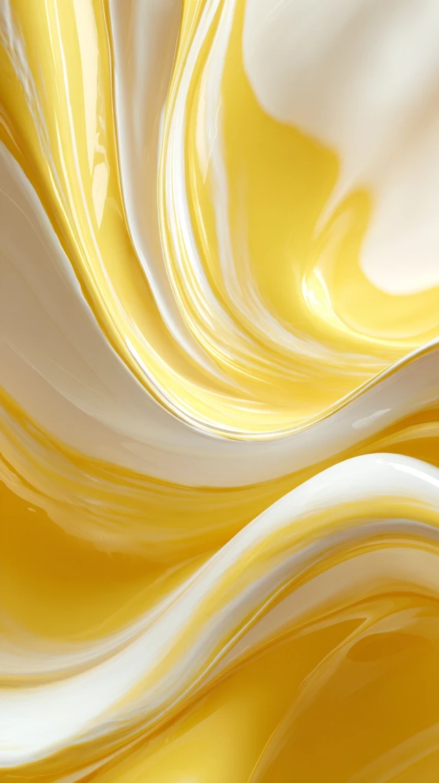 Abstract Liquid Metal Art in Yellow and White