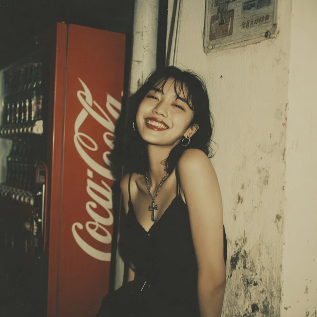Asian Woman Vintage Photo Coca Cola Aesthetic