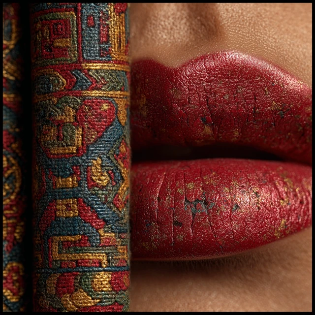 Spanish Aztec Art Red Lips Venetian Style