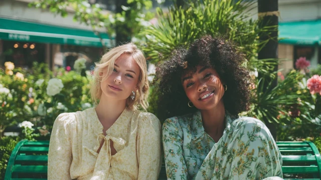 Smiling Friends in Nature Shopping Center