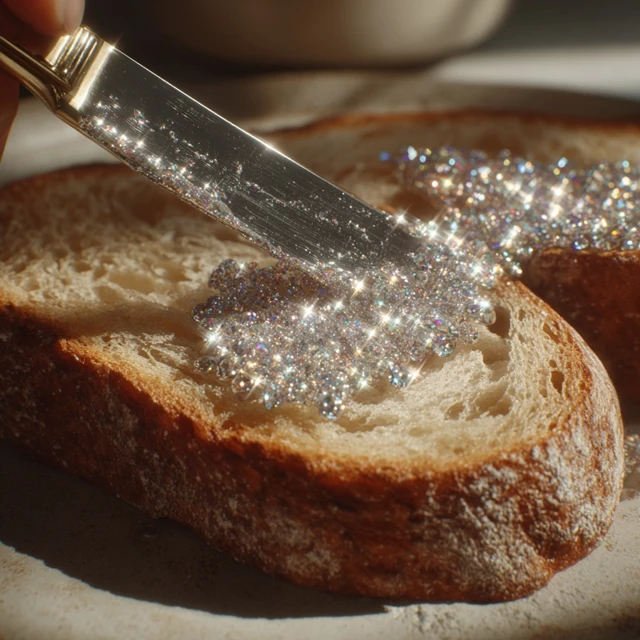 Diamonds on Bread Surreal Luxury Photorealistic