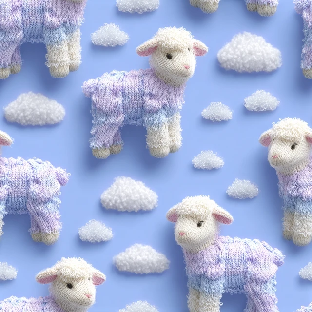 Knitted Lambs Seamless Pattern for Baby Blankets