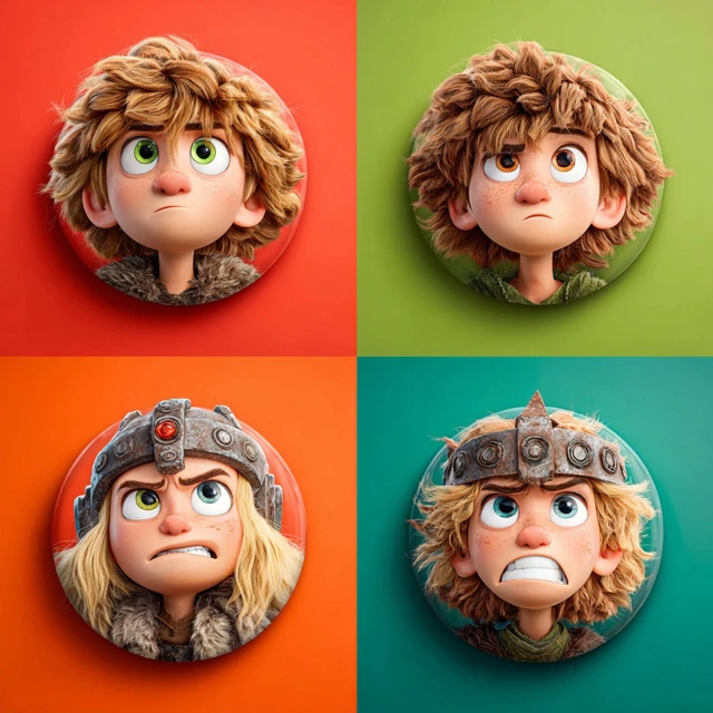 3D Cartoon Samson Character Icon Set