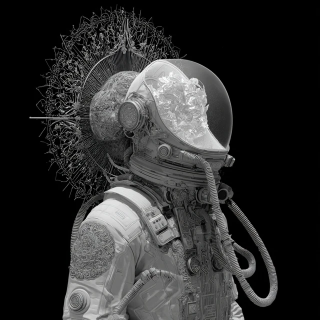 Monochromatic Astronaut Moon Exploring Space
