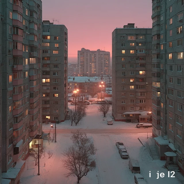 Moscow Dawn Winter Scene Apartment Buildings