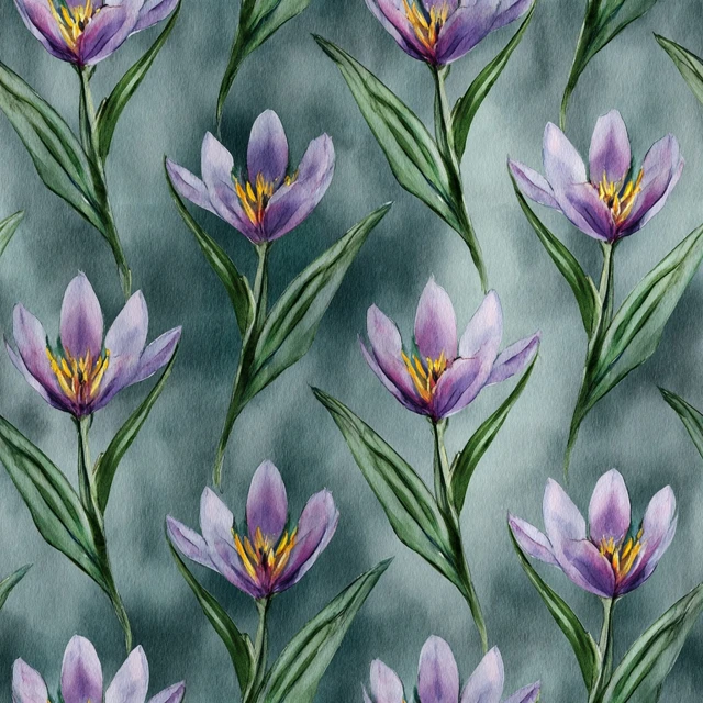 Watercolor Floral Pattern Purple Lilac Flowers