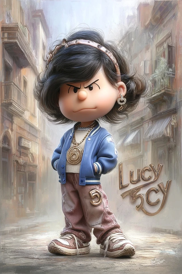 Lucy from Peanuts Street Style 3D Art