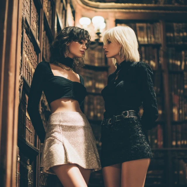 Fashion Models in a Library