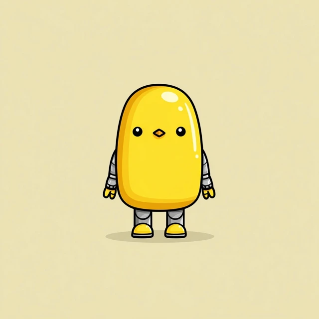 Cute Robot Chick Cartoon Illustration