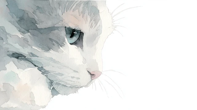 Watercolor Cat Illustration Peaceful Pet Portrait