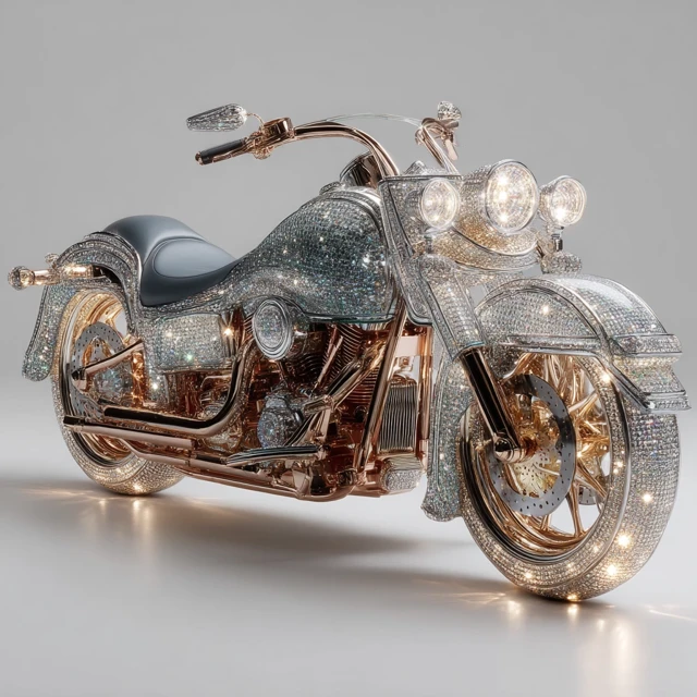 Luxury Diamond Harley Davidson Motorcycle Art