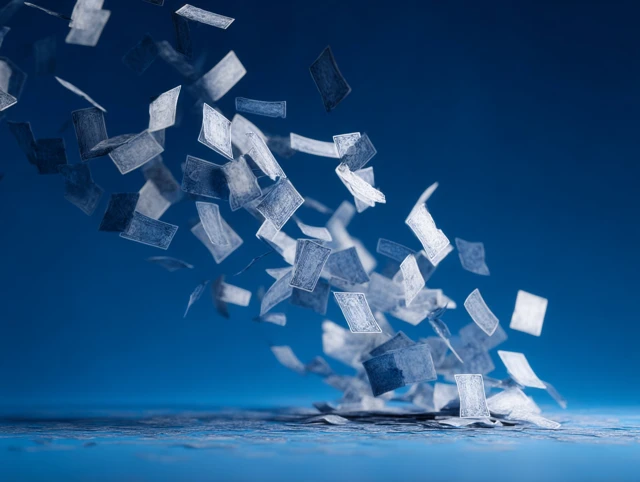 Flying Playing Cards Against Blue Background