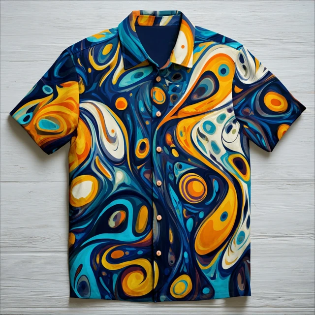 Abstract Mens Shirt Design Colorful Swirls