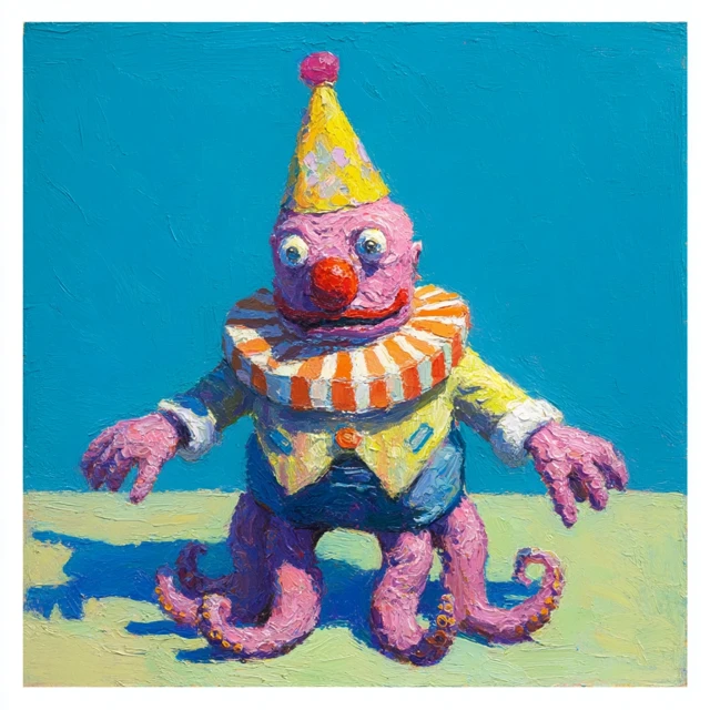 Anthropomorphic Octopus Clown Painting