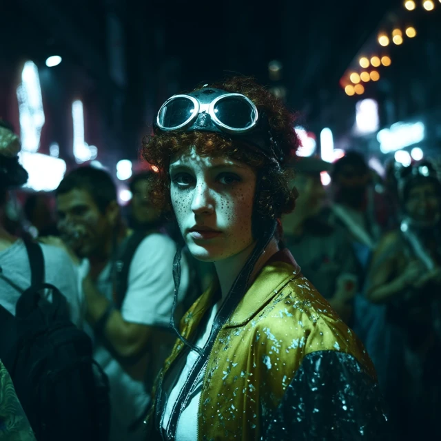 Cyberpunk Crowd Portrait: Blade Runner Aesthetic