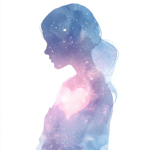 Calm Feminine Silhouette Watercolor Art