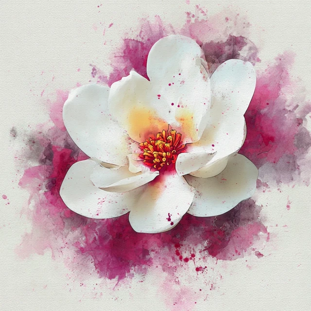 Abstract Watercolor Magnolia Flower Painting