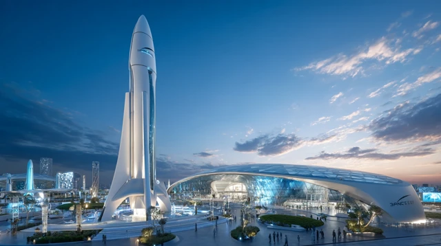 Futuristic Rocket Launch at Expo Site