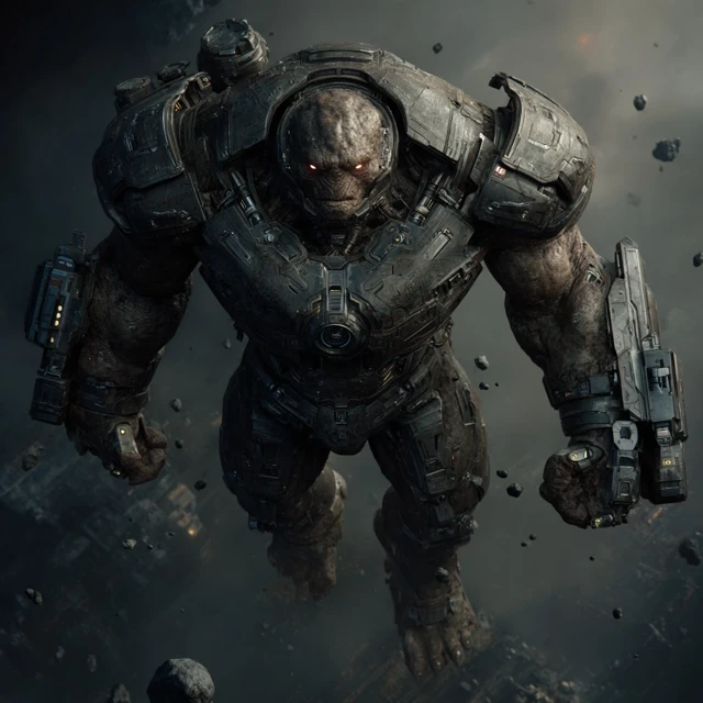 Alien Brute in Meteorite Armor Realistic 3D Render
