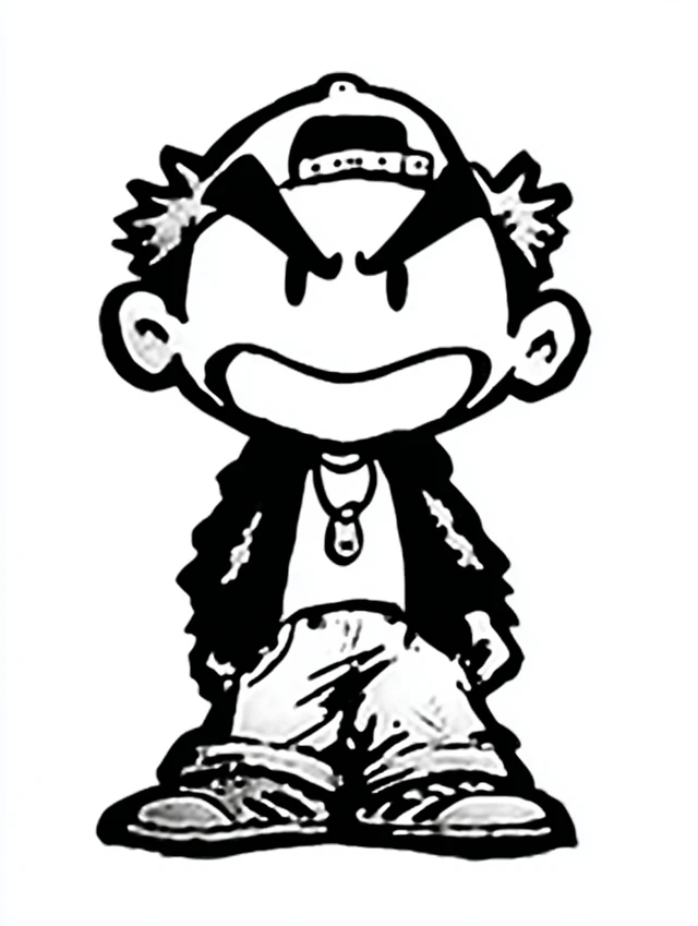 Evil Mascot Face Cartoon Illustration