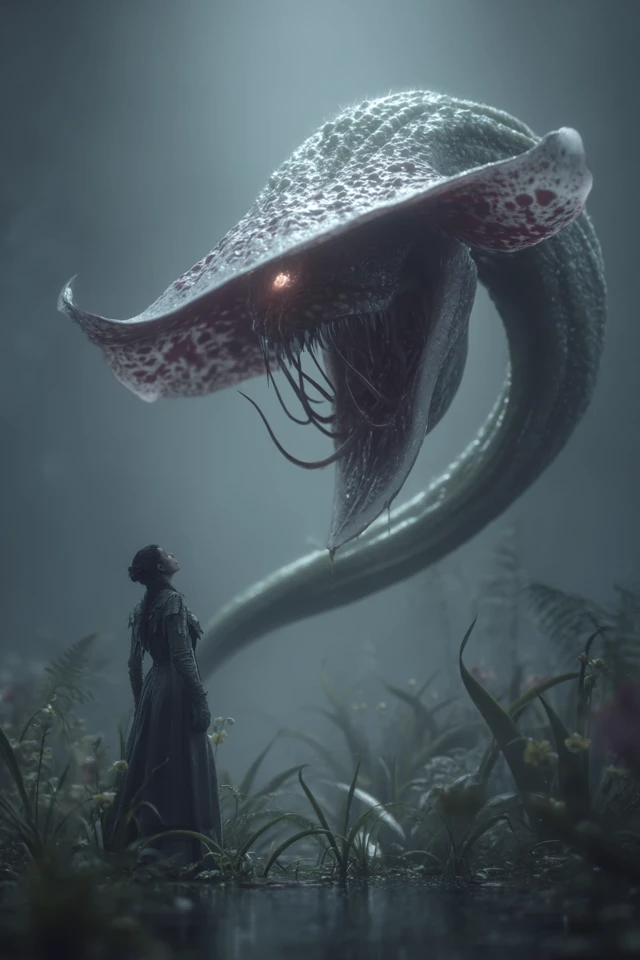 Female Warrior vs. Snake Orchid Monster