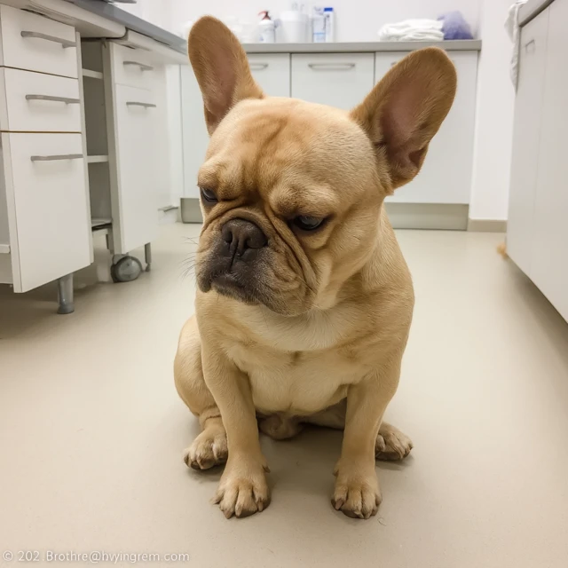 Guilty French Bulldog in a Vet Clinic Adorable Photo
