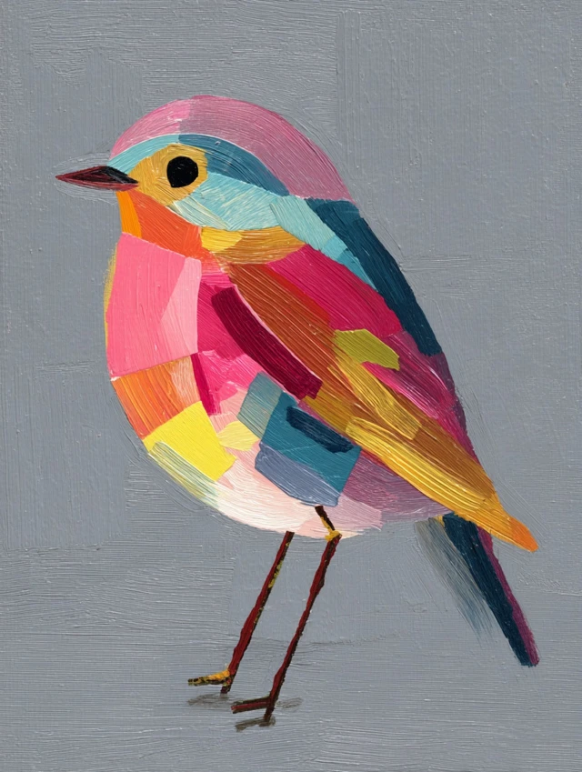 Colorful Bird Illustration Inspired by Matisse