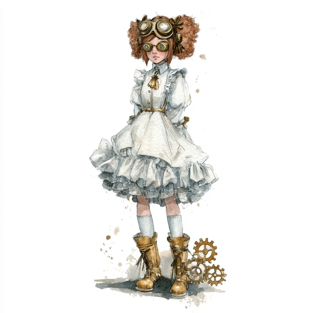 Steampunk Girl Watercolor Illustration