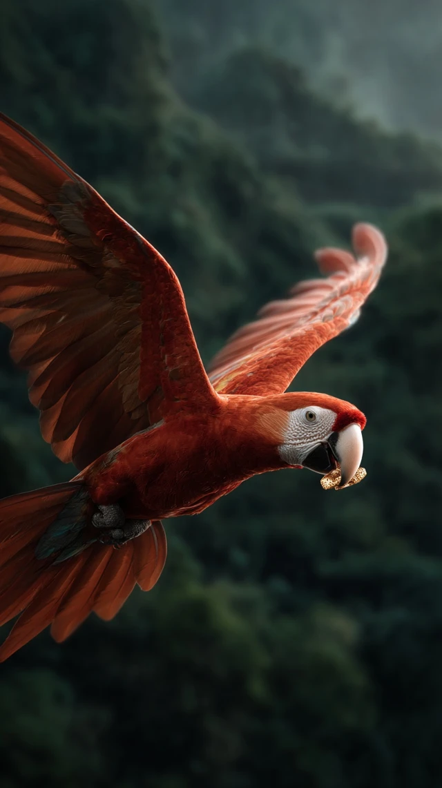 Flying Parrot With Protein Bar Nature Photo