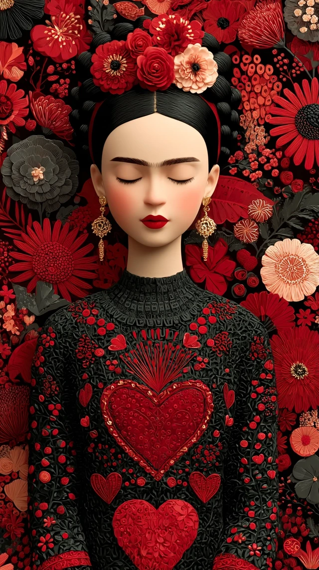 Romantic Frida Kahlo Valentines Day Art