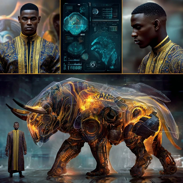 Afrocentric Futuristic Megafauna Illustration