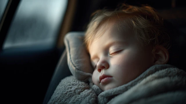 Sleeping Baby In Car Adorable Peaceful Moment