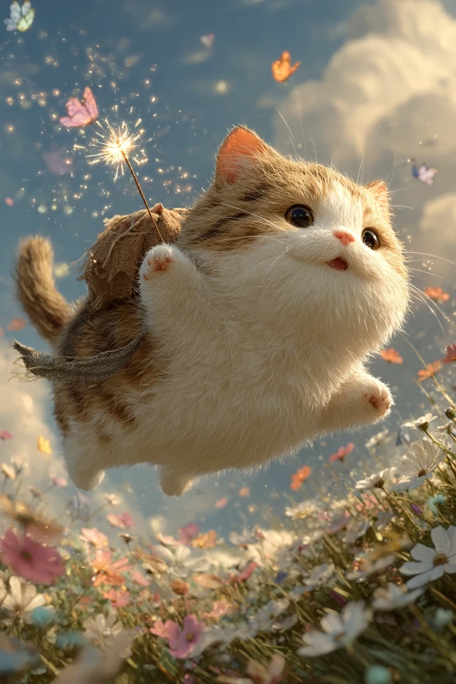Fantasy Kitten in a Meadow