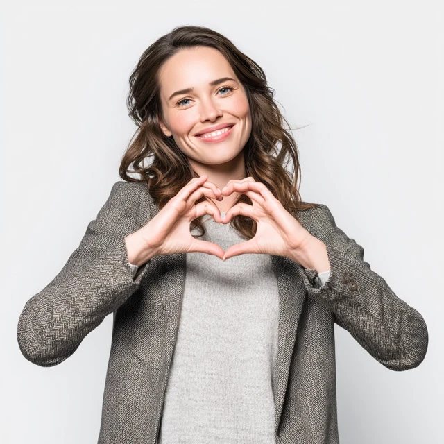 Smiling Woman Makes Heart Sign Photography