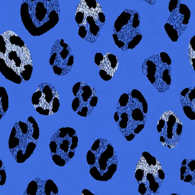 Electric Blue Leopard Print Seamless Pattern