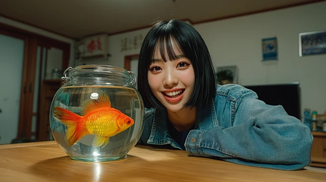 Korean Woman Goldfish in Jar Professional Quality