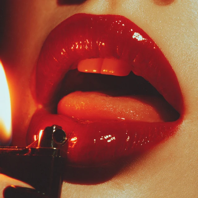 Glossy Red Lips Edgy Retro Glamour Photography