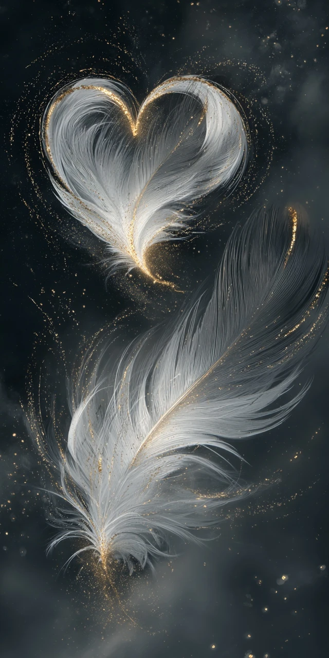 Feather Hearts Art Delicate Romantic